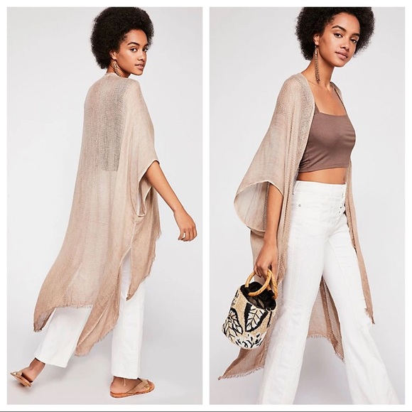 FREE PEOPLE LONG KIMONO CARDI CAPE CARDIGAN A2C - Picture 12 of 16